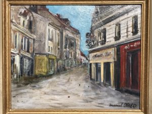 Rue de Beaumont. Huile sur Isorel - Marcel Oguer - Collection particulière
