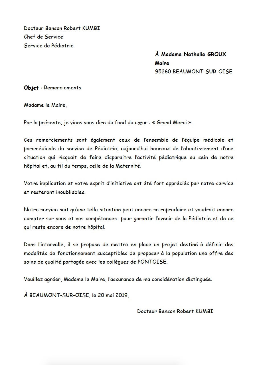 Lettre de remerciement maire logement – Salutations populaires