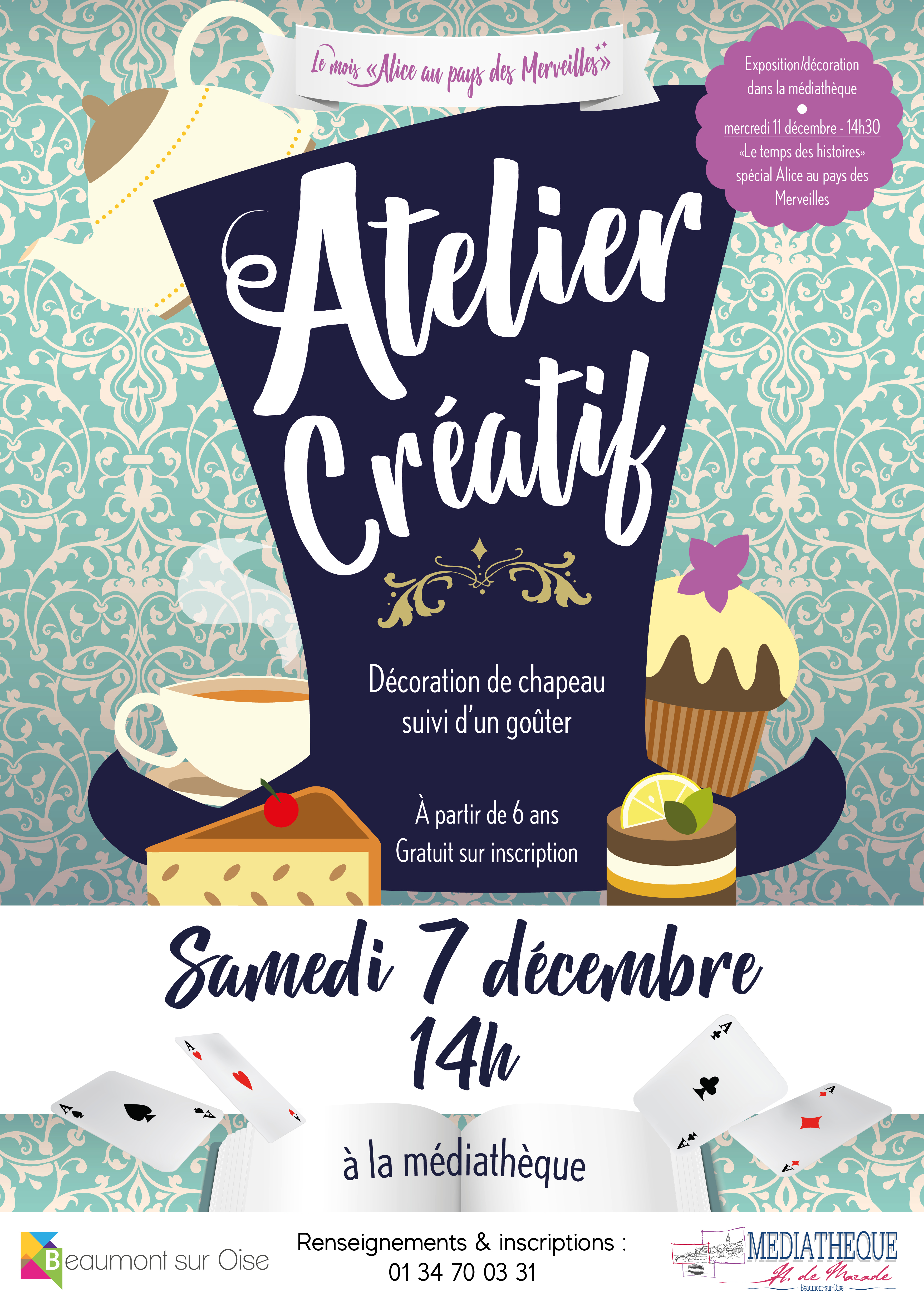 Affiche A3 Atelier Creatif Alice Dec 19 Beaumont Sur Oise