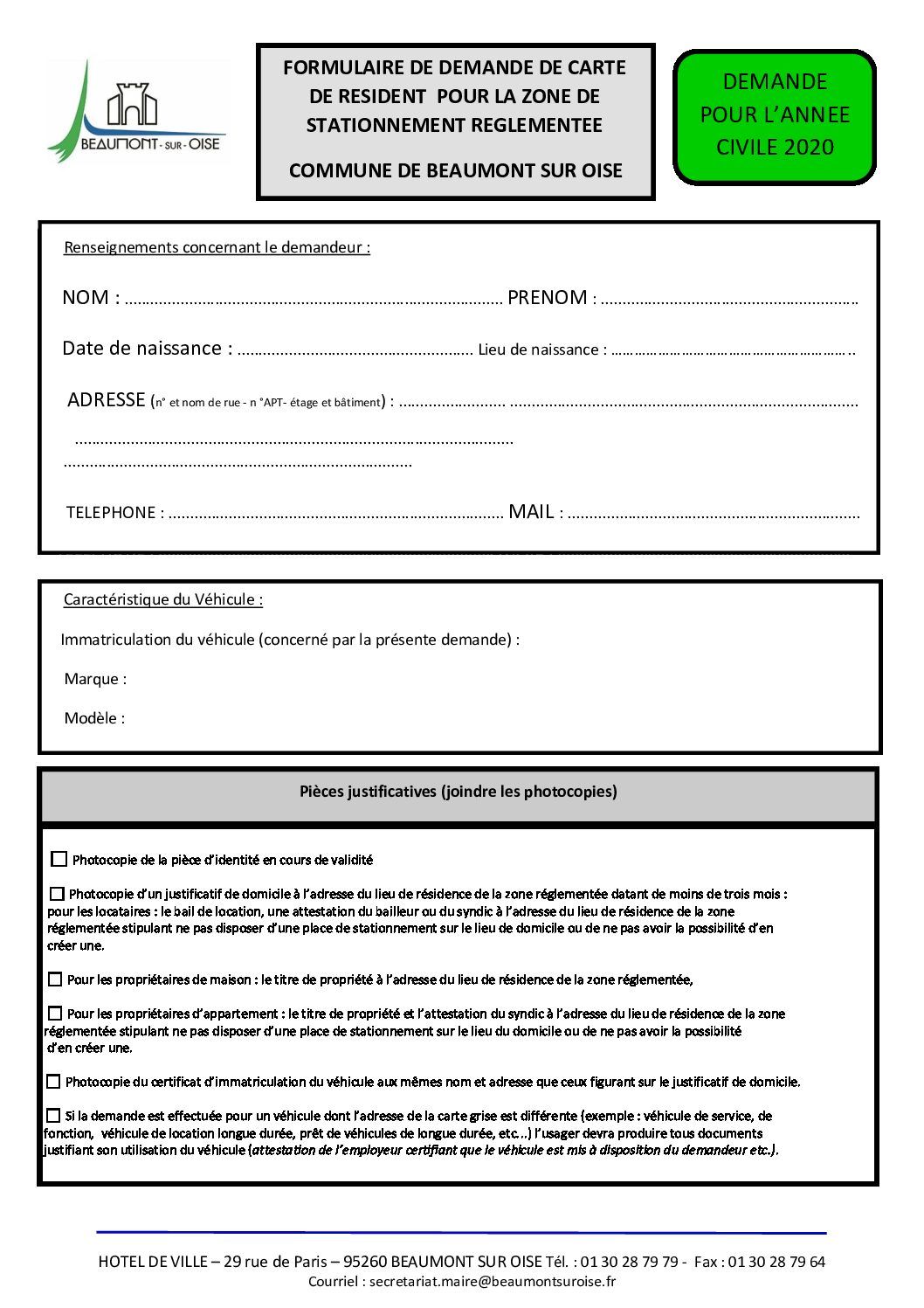 Formulaire De Demande De Carte De Résident 10 Ans Paris formulaire demande carte resident - Beaumont-sur-Oise